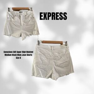 Express White High Waisted Denim Shorts